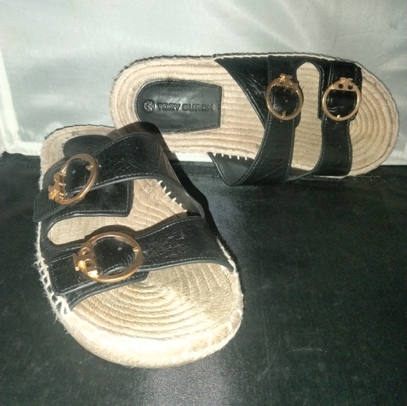 Tory Burch Shelby 2 ban espadrille slide sandals size 7 - Picture 6 of 11